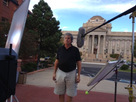 Interview lighting and audio setup with Tommy Cheatham on location in Pueblo, Colorado